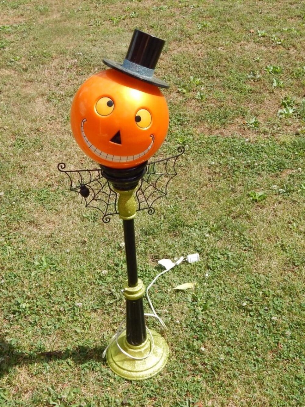 Cracker Barrel Lighted Pumpkin Lamp Post Adjustable Height Halloween Decor *****